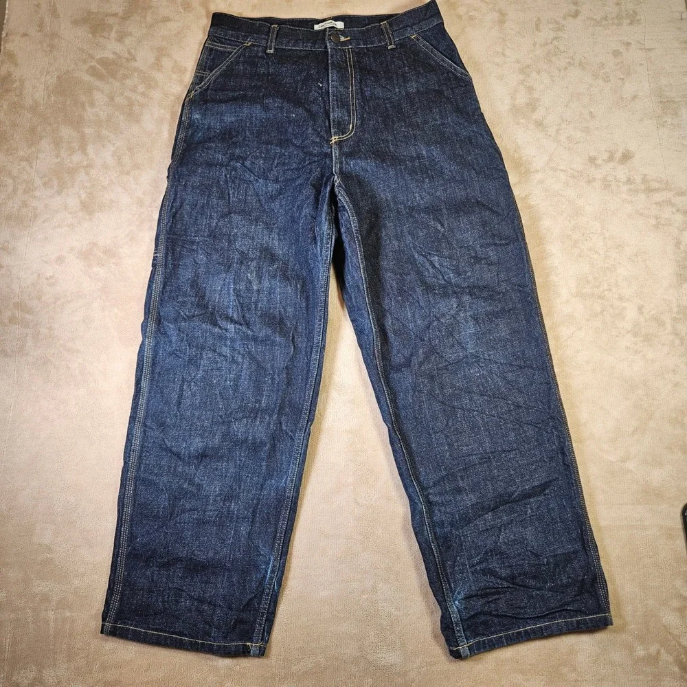 Carhartt WIP Brandon Single Knee Pant Womens Med Dark Wash Loose Carpenter Jean